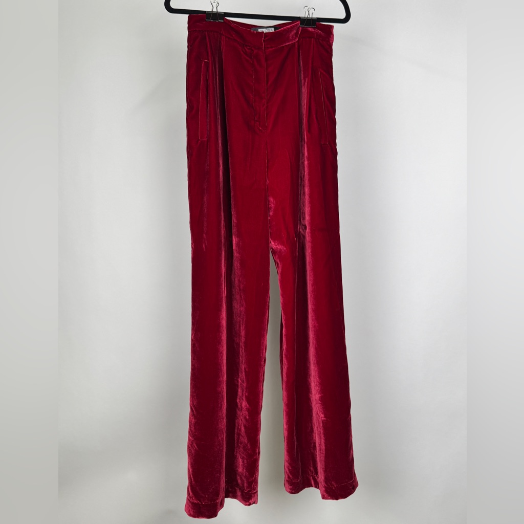 Reformation Wes Velvet Wine-Red Trousers
